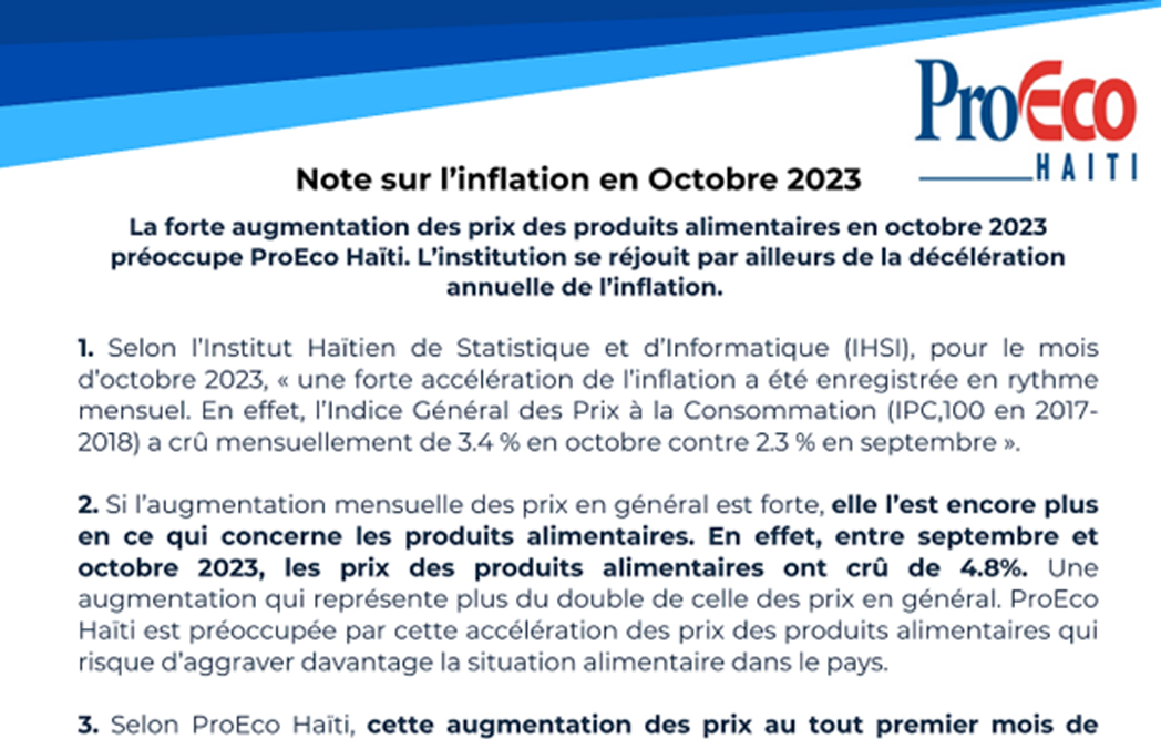 Note sur l'inflation en octobre 2023